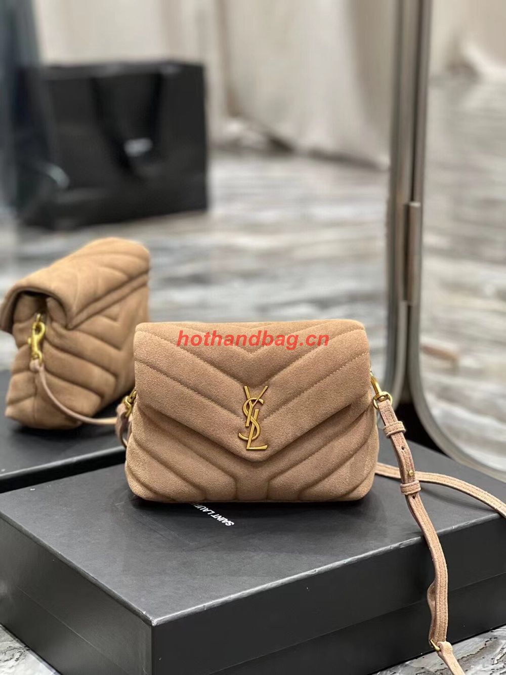 SAINT LAURENT LOULOU SMALL CHAIN BAG IN QUILTED Y SUEDE 4946991 TAUPE SAINT LAURENT LOULOU SMALL CHAIN BAG IN QUILTED Y SUEDE 4946991 TAUPE
