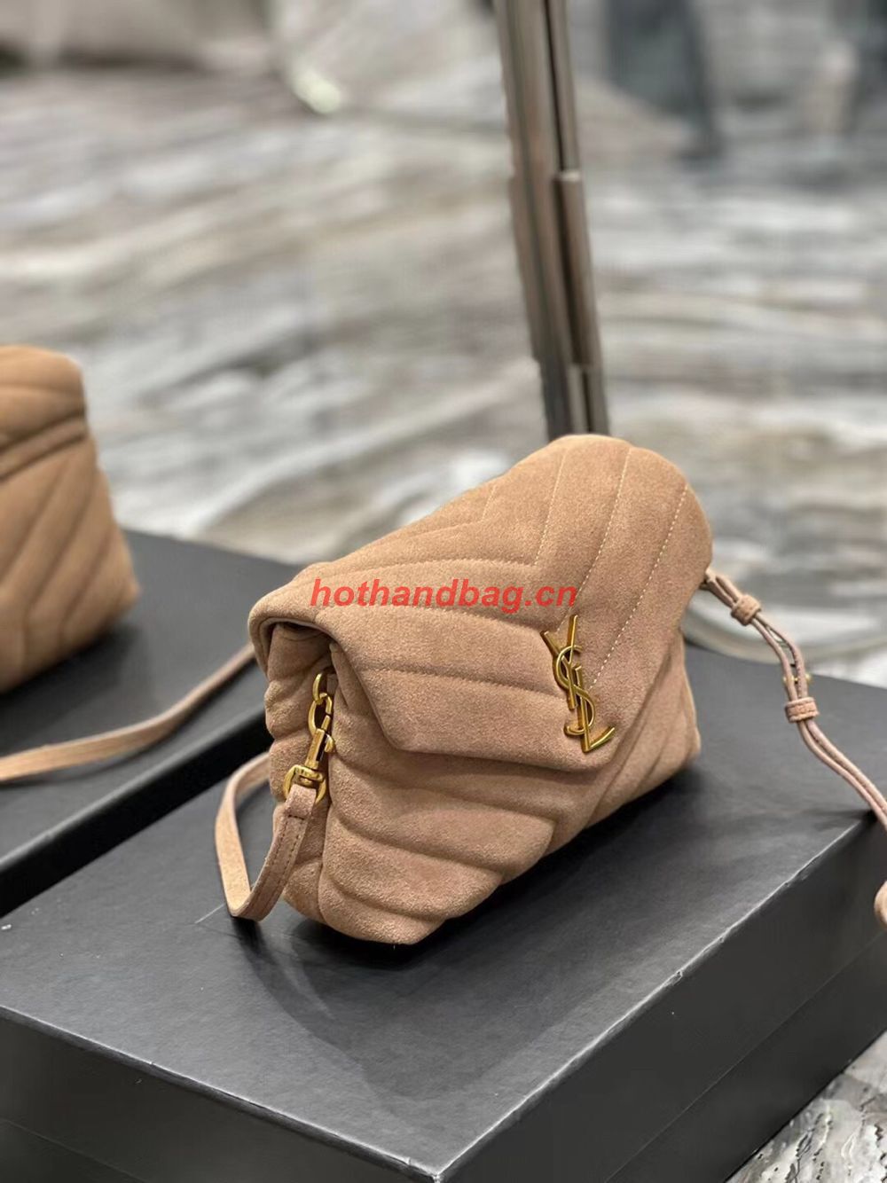 SAINT LAURENT LOULOU SMALL CHAIN BAG IN QUILTED Y SUEDE 4946991 TAUPE SAINT LAURENT LOULOU SMALL CHAIN BAG IN QUILTED Y SUEDE 4946991 TAUPE