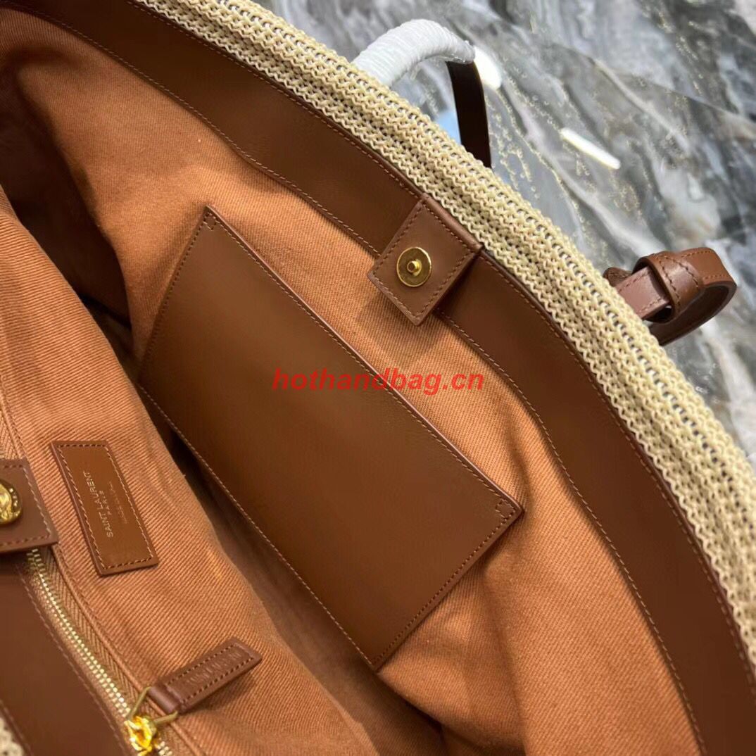 SAINT LAURENT PANIER MEDIUM BAG IN RAFFIA Y811502 TAUPE SAINT LAURENT PANIER MEDIUM BAG IN RAFFIA Y811502 TAUPE