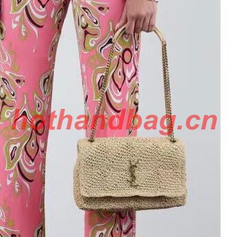SAINT LAURENT JAMIE MEDIUM CHAIN BAG CARRE RIVE GAUCHE IN CROCHET RAFFIA AND SMOOTH LEATHER 515821 NATUREL SAINT LAURENT JAMIE MEDIUM CHAIN BAG CARRE RIVE GAUCHE IN CROCHET RAFFIA AND SMOOTH LEATHER 515821 NATUREL