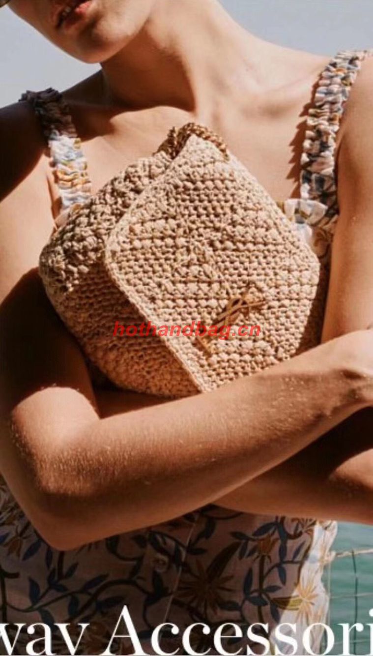 SAINT LAURENT JAMIE MEDIUM CHAIN BAG CARRE RIVE GAUCHE IN CROCHET RAFFIA AND SMOOTH LEATHER 515821 NATUREL SAINT LAURENT JAMIE MEDIUM CHAIN BAG CARRE RIVE GAUCHE IN CROCHET RAFFIA AND SMOOTH LEATHER 515821 NATUREL