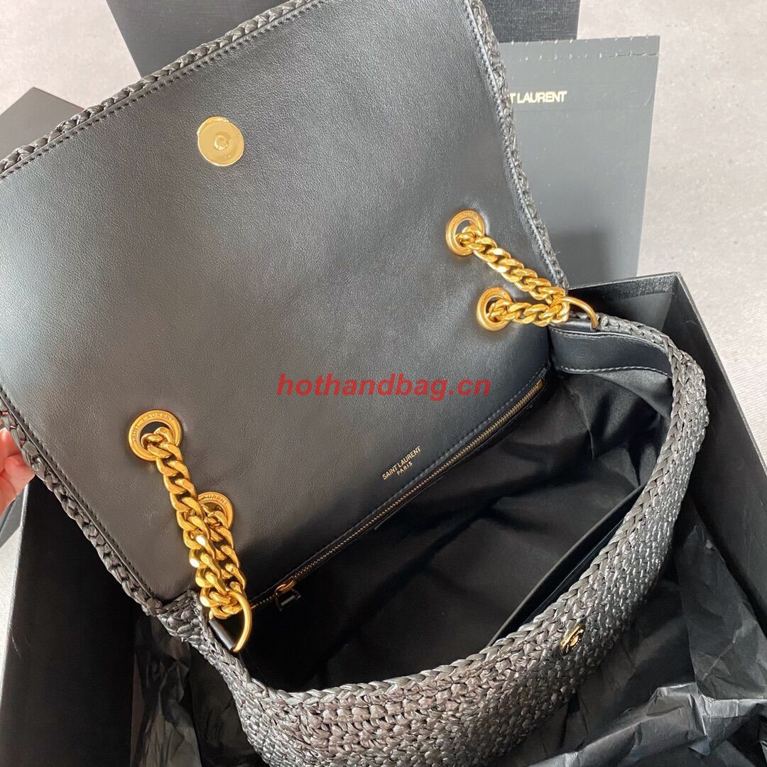SAINT LAURENT NIKI MEDIUM CHAIN BAG IN RAFFIA 498894 BLACK SAINT LAURENT NIKI MEDIUM CHAIN BAG IN RAFFIA 498894 BLACK