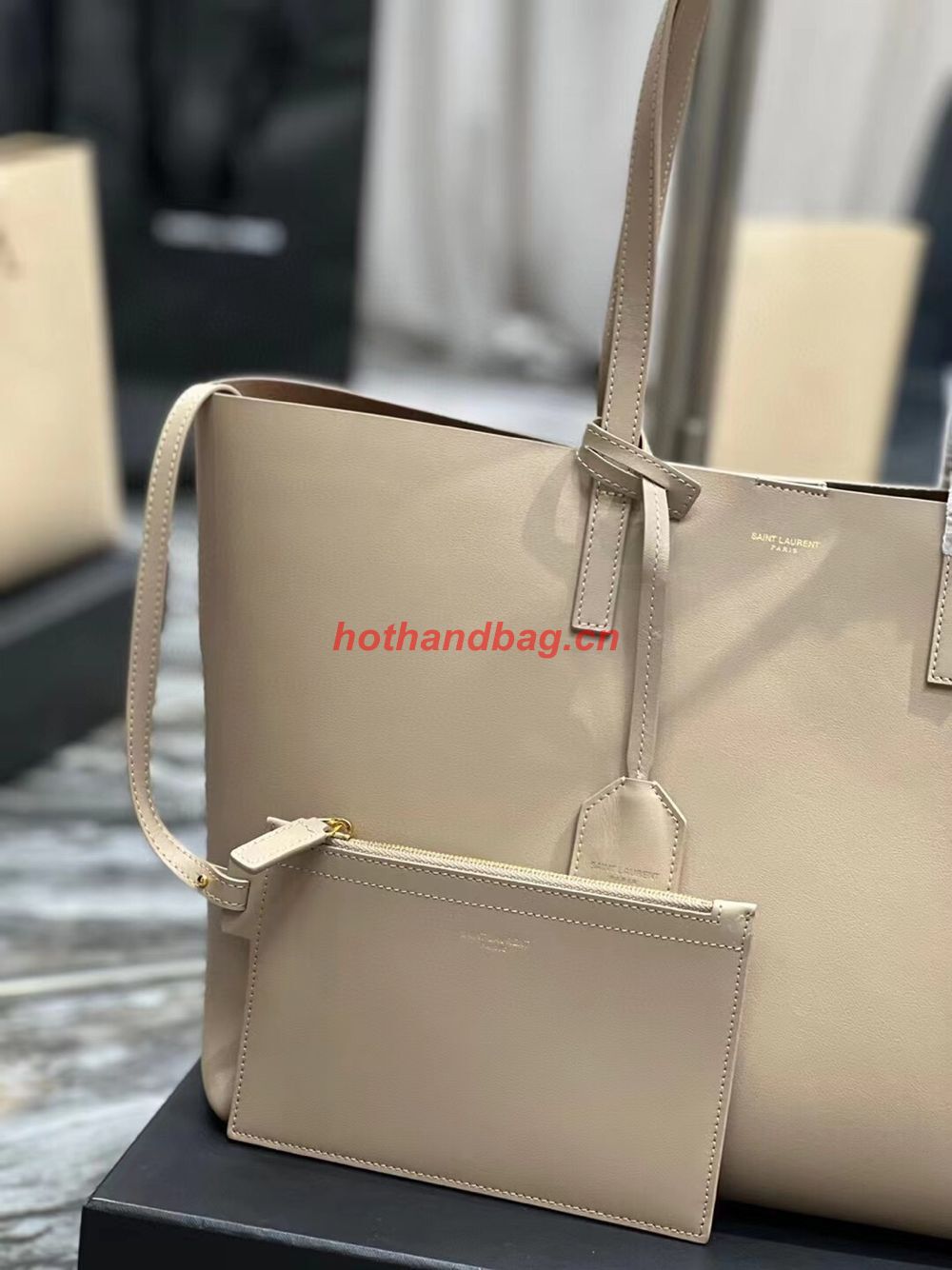 SAINT LAURENT SHOPPING SAINT LAURENT E/W IN SUPPLE LEATHER 600281 TAUPE SAINT LAURENT SHOPPING SAINT LAURENT E/W IN SUPPLE LEATHER 600281 TAUPE