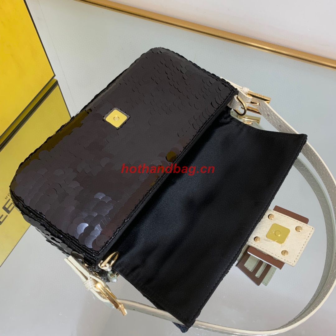 Fendi FF Baguette Gold Metal Sequin Embroidery Bag 2017 Black Fendi FF Baguette Gold Metal Sequin Embroidery Bag 2017 Black