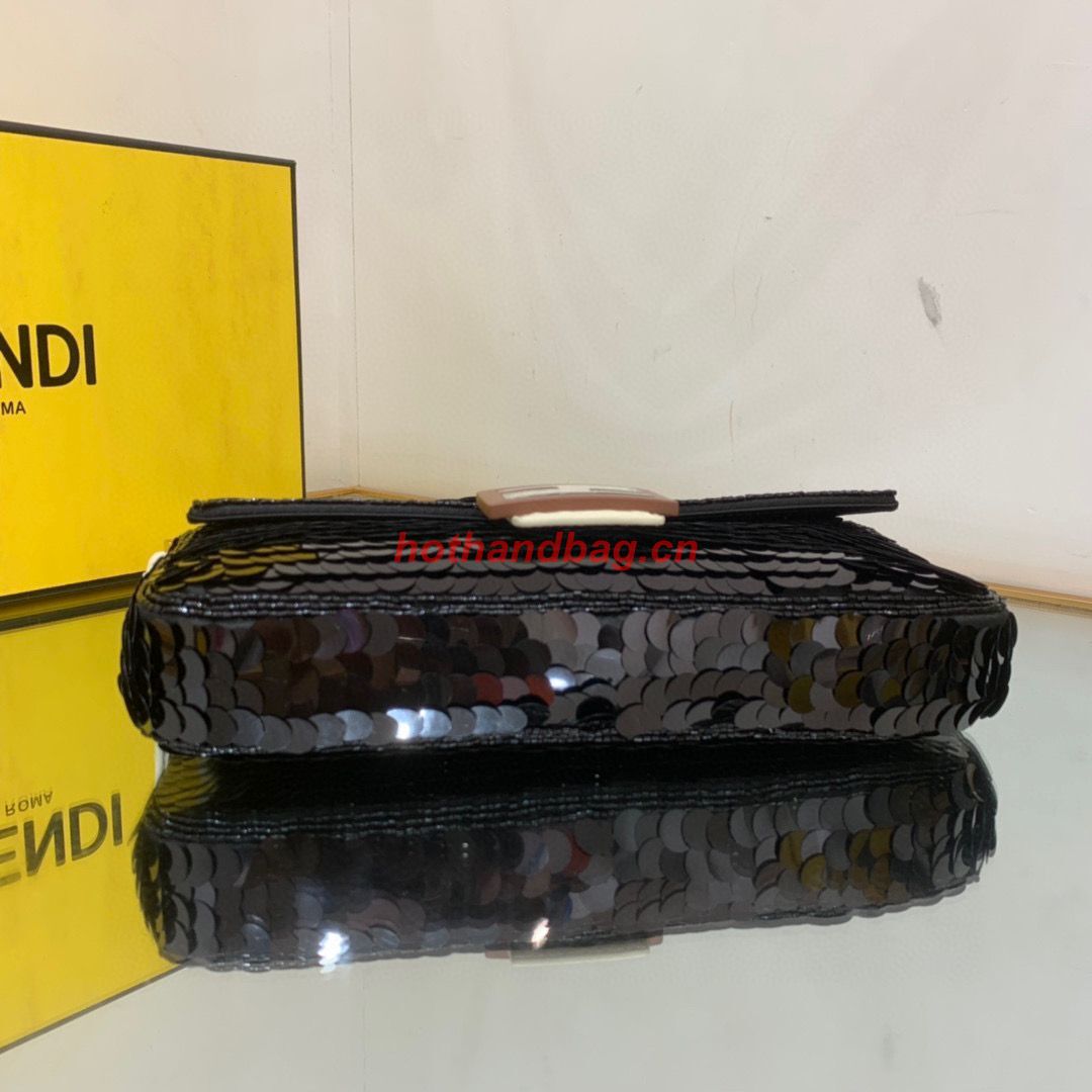 Fendi FF Baguette Gold Metal Sequin Embroidery Bag 2017 Black Fendi FF Baguette Gold Metal Sequin Embroidery Bag 2017 Black