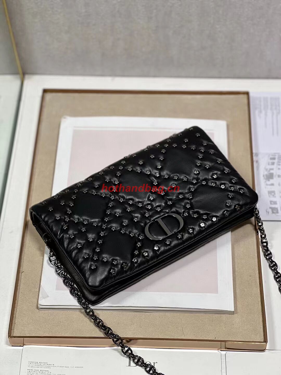 DIOR CARO MACROCANNAGE POUCH Macrocannage Calfskin with Star Motif S5135BB black DIOR CARO MACROCANNAGE POUCH Macrocannage Calfskin with Star Motif S5135BB black