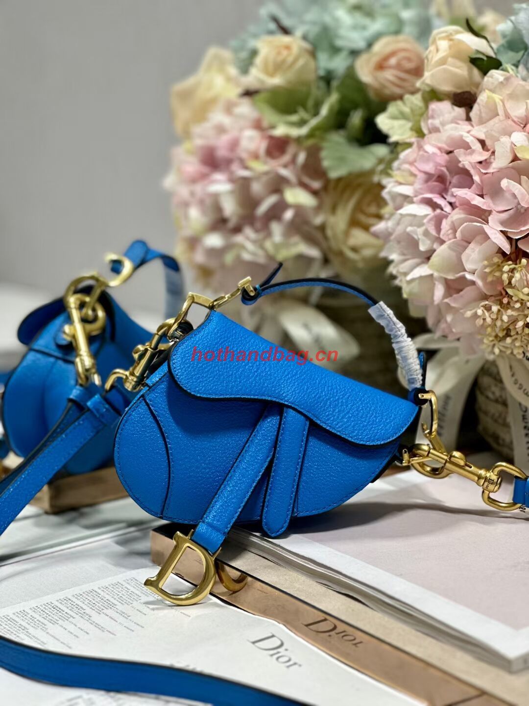 DIOR MICRO SADDLE BAG Antique Goatskin S5685CC blue DIOR MICRO SADDLE BAG Antique Goatskin S5685CC blue