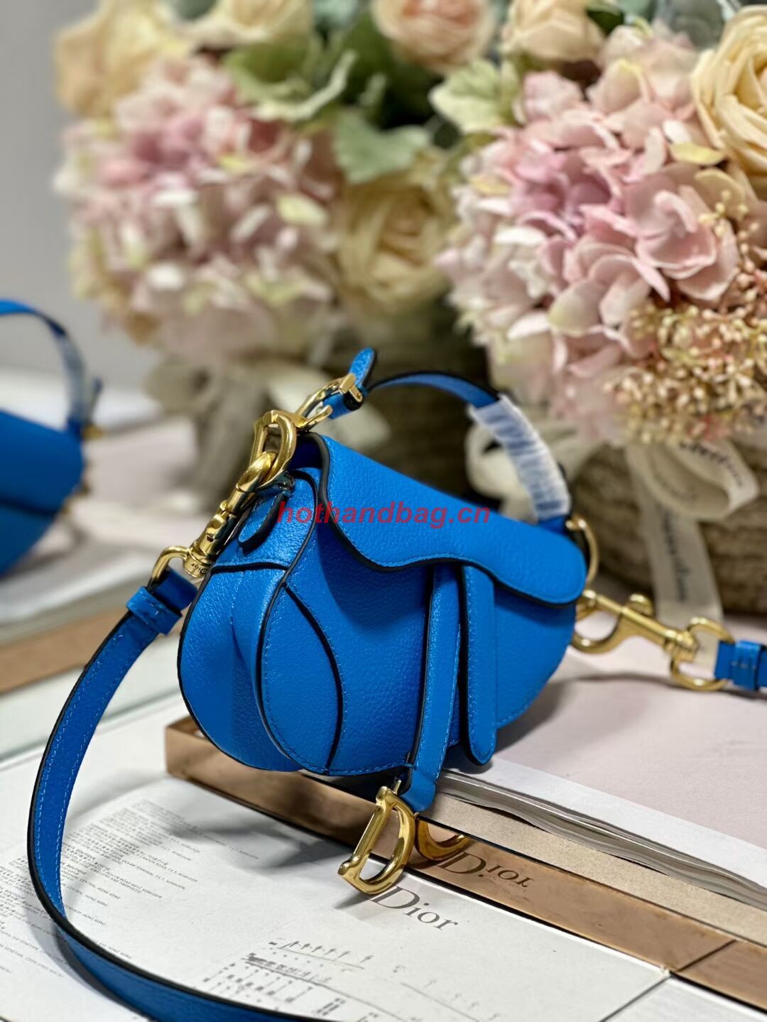 DIOR MICRO SADDLE BAG Antique Goatskin S5685CC blue DIOR MICRO SADDLE BAG Antique Goatskin S5685CC blue