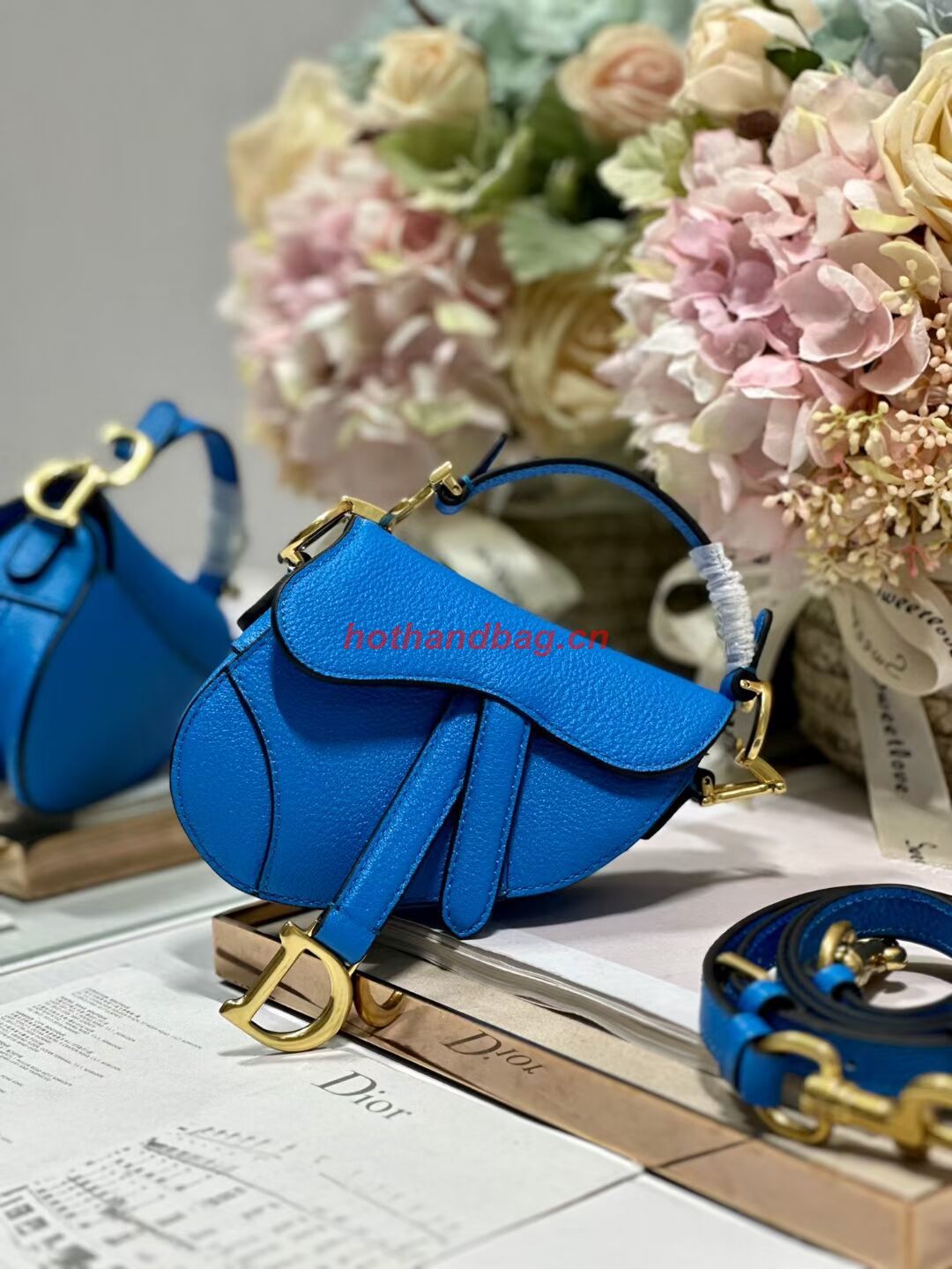 DIOR MICRO SADDLE BAG Antique Goatskin S5685CC blue DIOR MICRO SADDLE BAG Antique Goatskin S5685CC blue