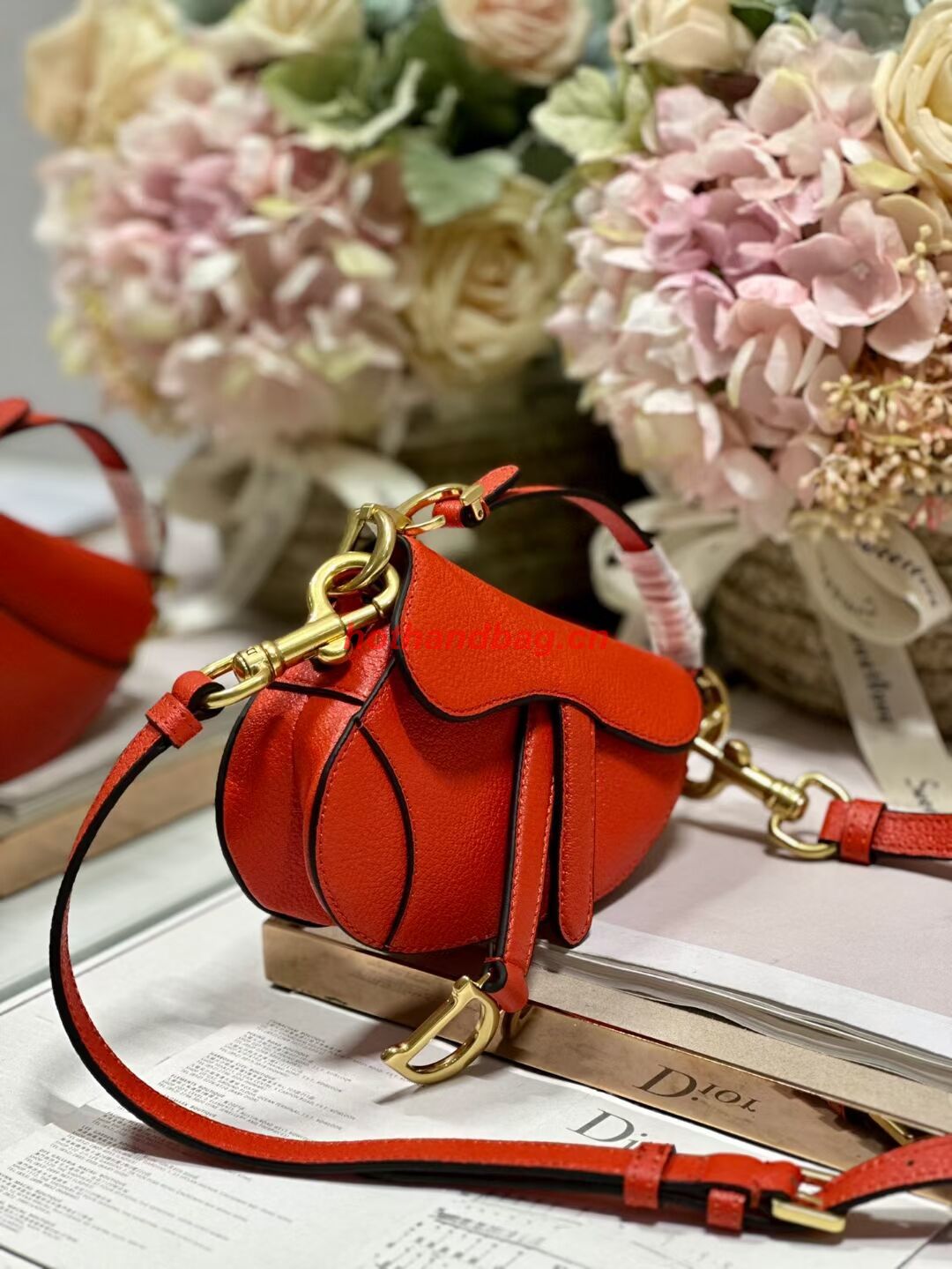 DIOR MICRO SADDLE BAG Antique Goatskin S5685CC orange DIOR MICRO SADDLE BAG Antique Goatskin S5685CC orange