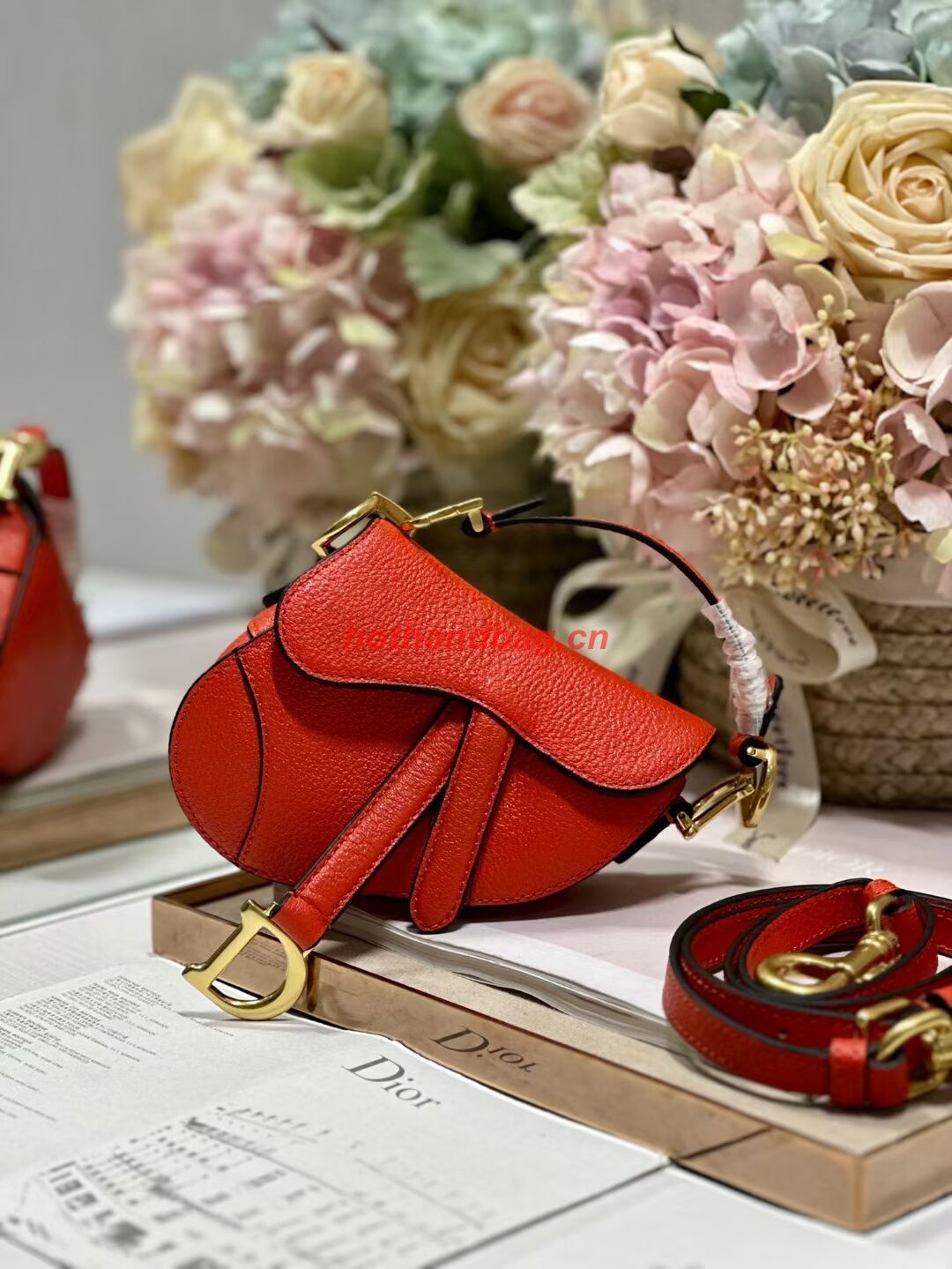 DIOR MICRO SADDLE BAG Antique Goatskin S5685CC orange DIOR MICRO SADDLE BAG Antique Goatskin S5685CC orange