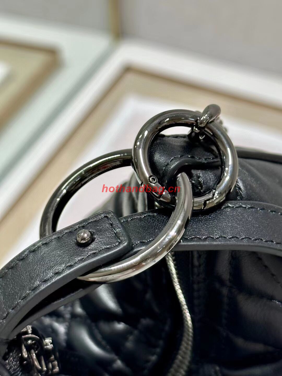 MINI DIOR CARO TULIP BAG Black Quilted Macrocannage Calfskin S5139B MINI DIOR CARO TULIP BAG Black Quilted Macrocannage Calfskin S5139B
