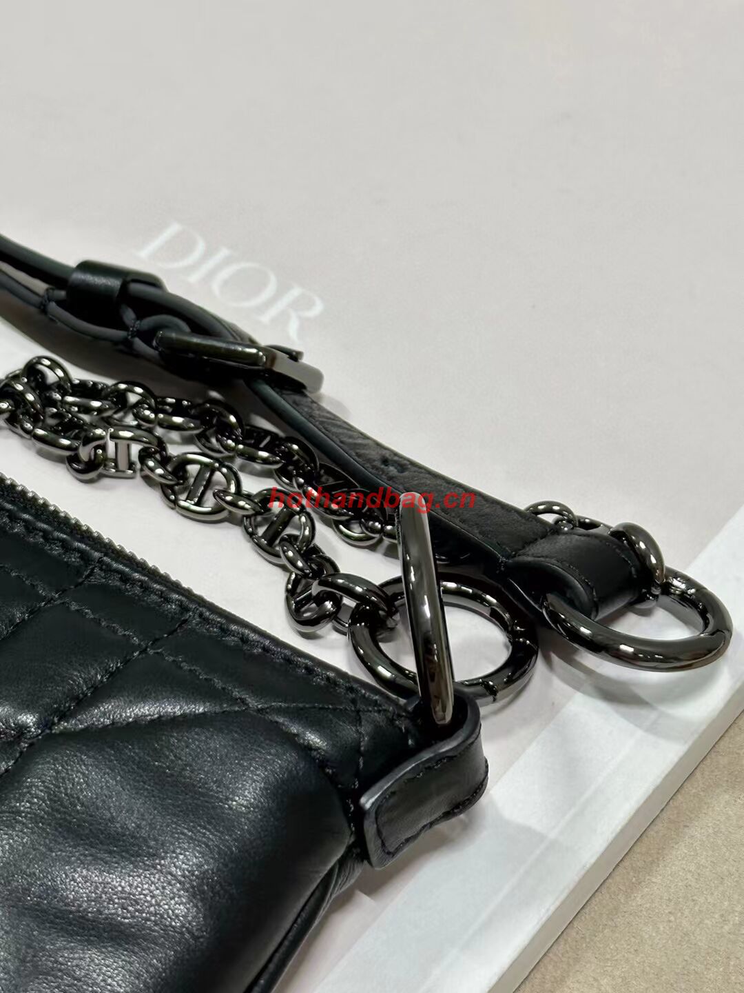 MINI DIOR CARO TULIP BAG Black Quilted Macrocannage Calfskin S5139B MINI DIOR CARO TULIP BAG Black Quilted Macrocannage Calfskin S5139B