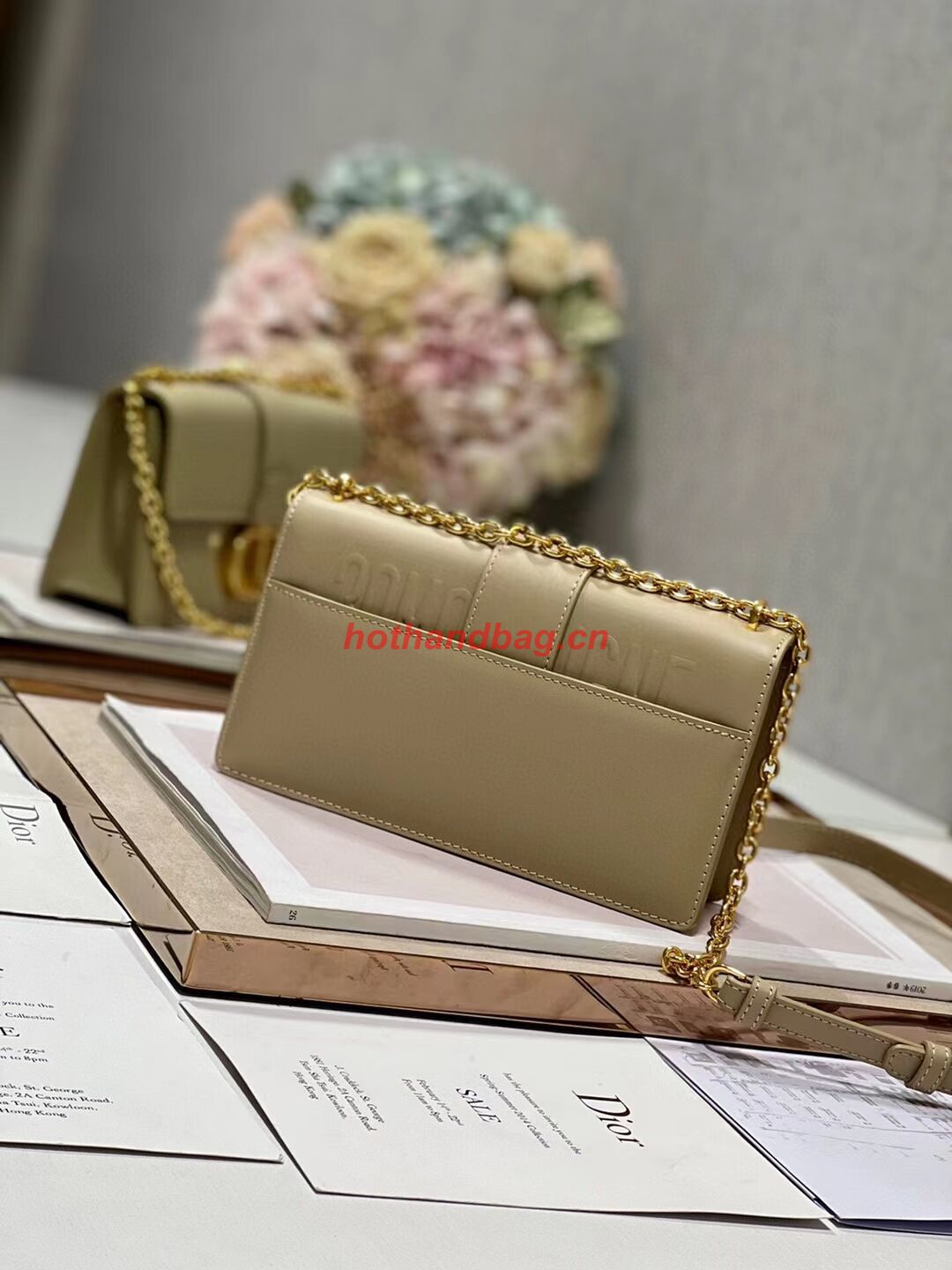 DIOR 30 MONTAIGNE EAST-WEST BAG WITH CHAIN Calfskin M9334 Hazelnut DIOR 30 MONTAIGNE EAST-WEST BAG WITH CHAIN Calfskin M9334 Hazelnut