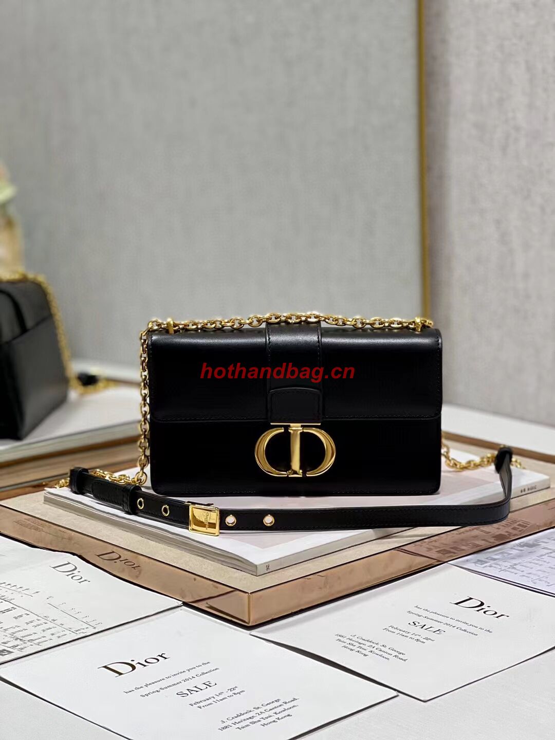 DIOR 30 MONTAIGNE EAST-WEST BAG WITH CHAIN Calfskin M9334 black DIOR 30 MONTAIGNE EAST-WEST BAG WITH CHAIN Calfskin M9334 black