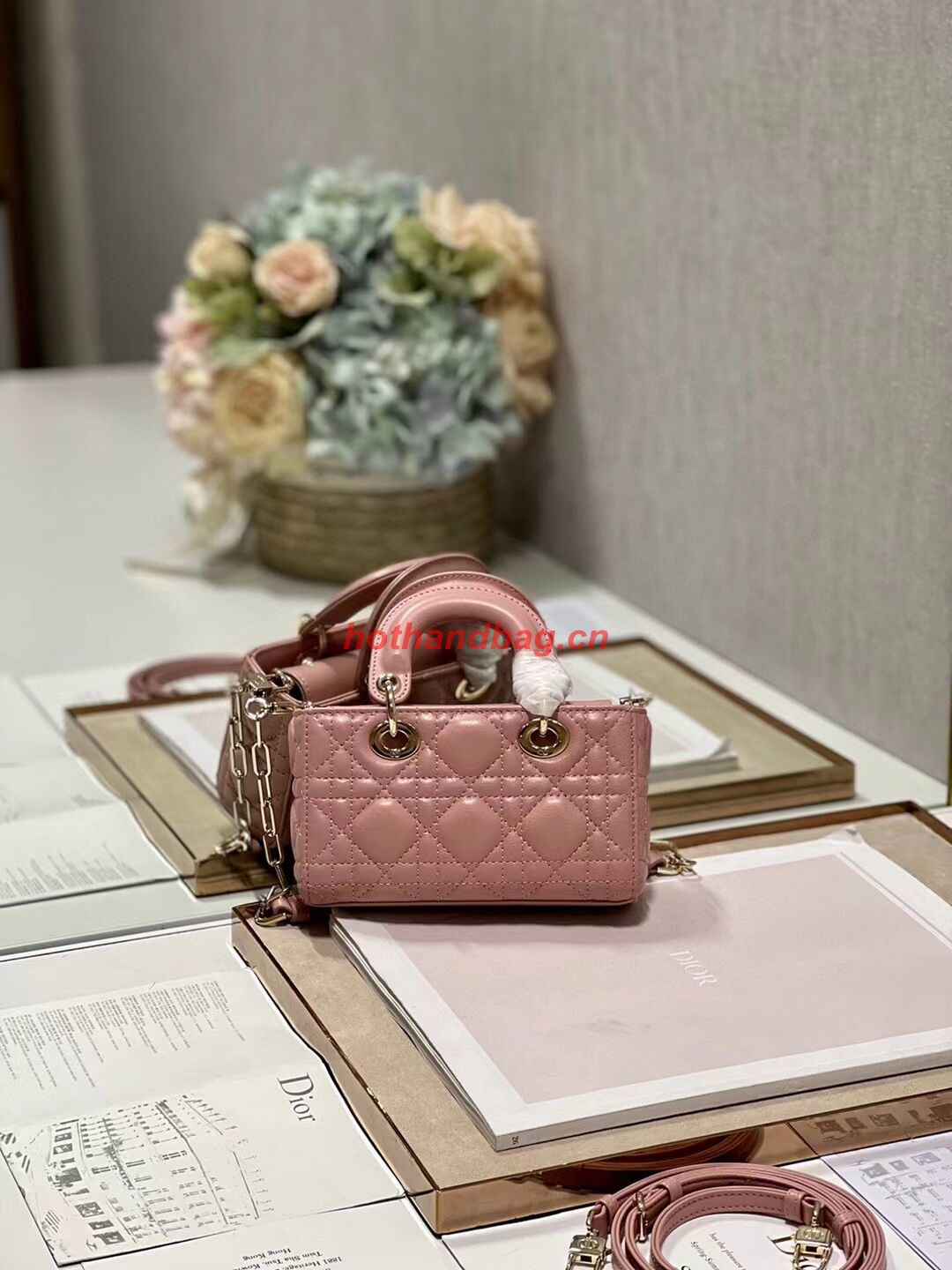 DIOR MICRO LADY D-JOY BAG Cannage Lambskin S0910 pink DIOR MICRO LADY D-JOY BAG Cannage Lambskin S0910 pink