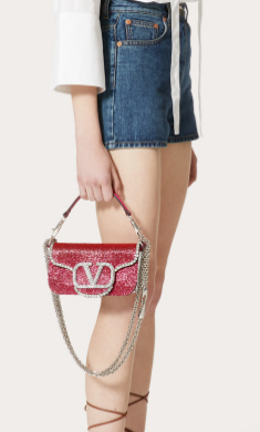 VALENTINO MINI LOCO imitation crystal shoulder bag WB0K53SL pink VALENTINO MINI LOCO imitation crystal shoulder bag WB0K53SL pink