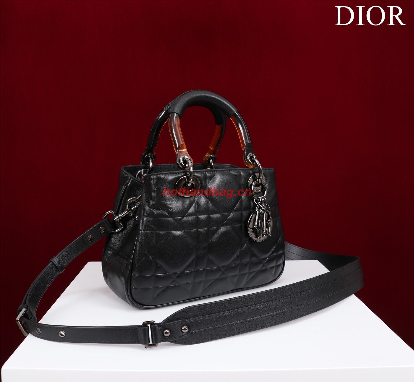 LADY DIOR TOP HANDLE SMALL BAG Latte Cannage Lambskin C0963 BLACK LADY DIOR TOP HANDLE SMALL BAG Latte Cannage Lambskin C0963 BLACK