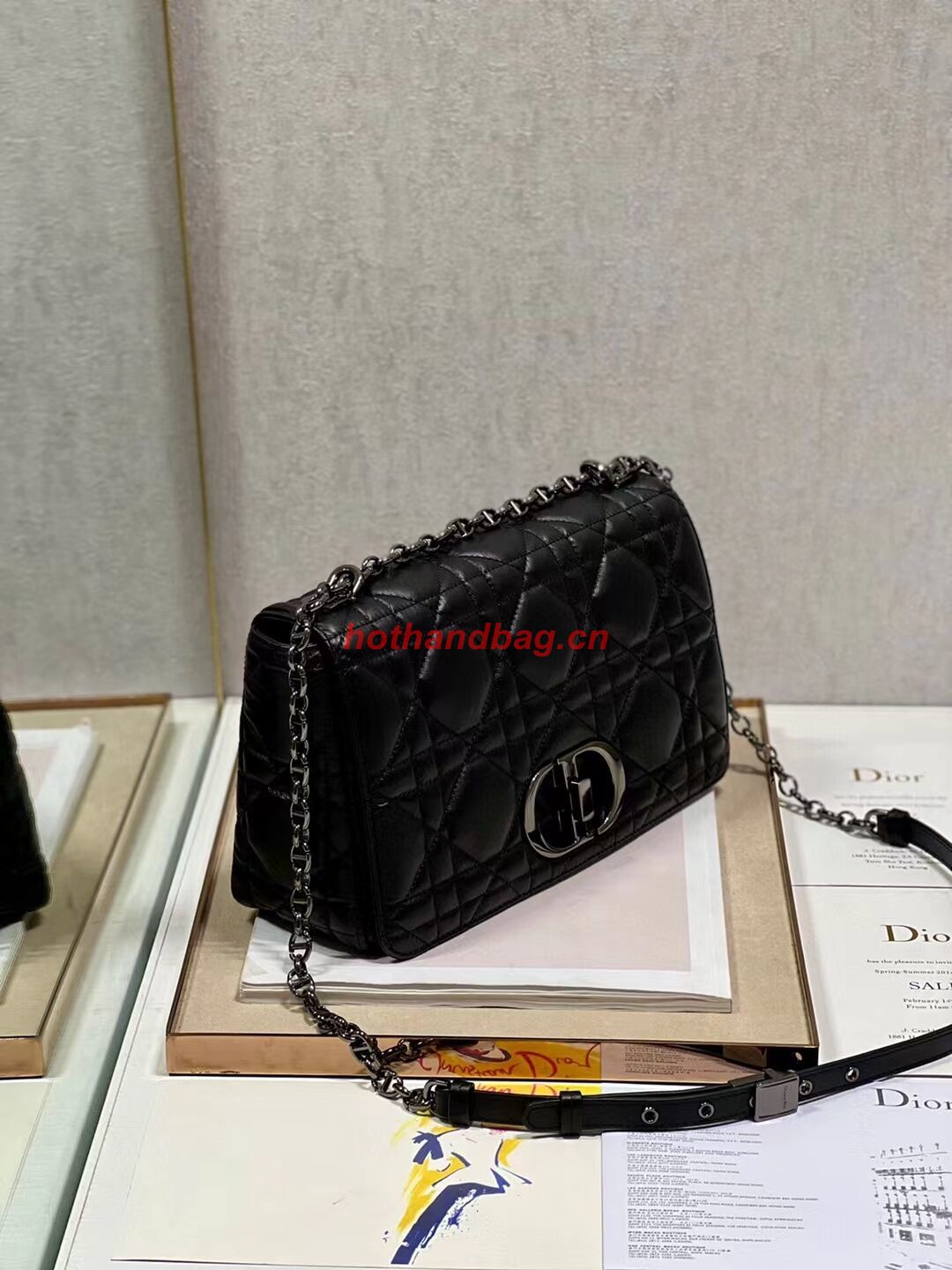 LARGE DIOR CARO BAG Supple Cannage Calfskin C3155 black LARGE DIOR CARO BAG Supple Cannage Calfskin C3155 black