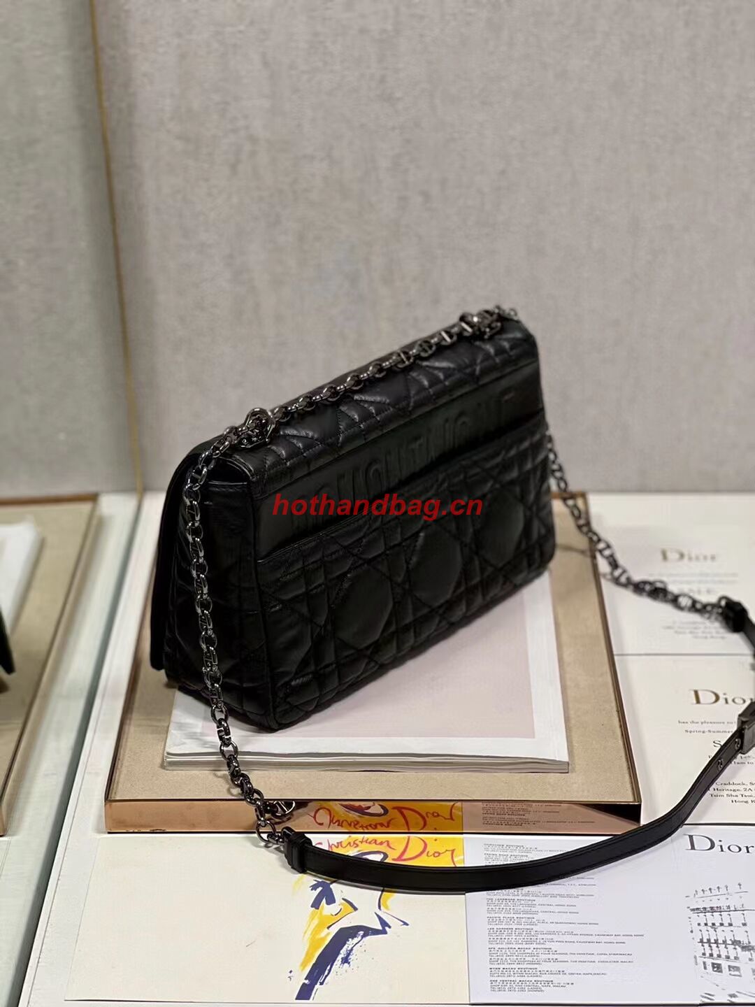 LARGE DIOR CARO BAG Supple Cannage Calfskin C3155 black LARGE DIOR CARO BAG Supple Cannage Calfskin C3155 black
