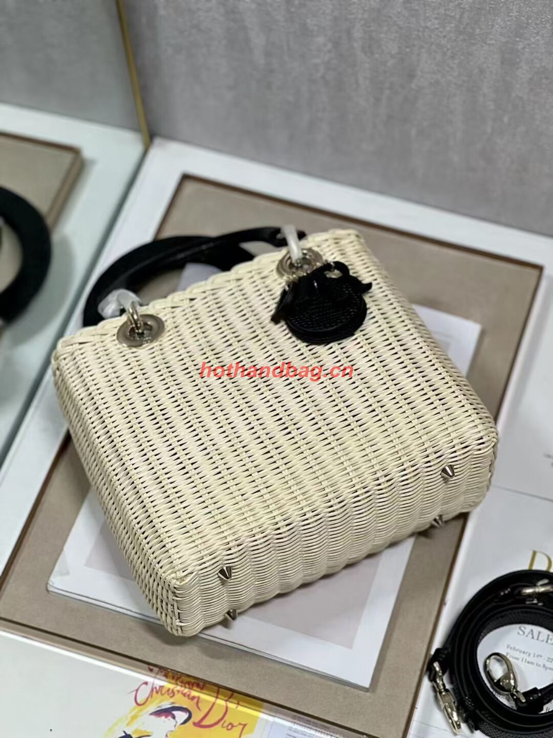 MEDIUM LADY DIOR BAG Natural Wicker and Black Lizard skin M0565 MEDIUM LADY DIOR BAG Natural Wicker and Black Lizard skin M0565