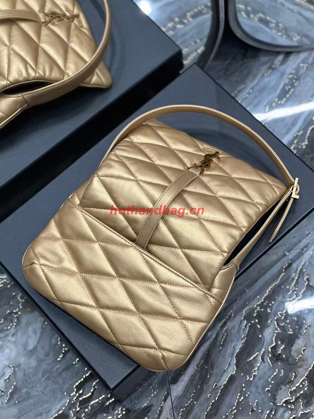 SAINT LAUREN LE 57 HOBO SHOULDER BAG IN QUILTED LAMBSKIN 698567 gold SAINT LAUREN LE 57 HOBO SHOULDER BAG IN QUILTED LAMBSKIN 698567 gold