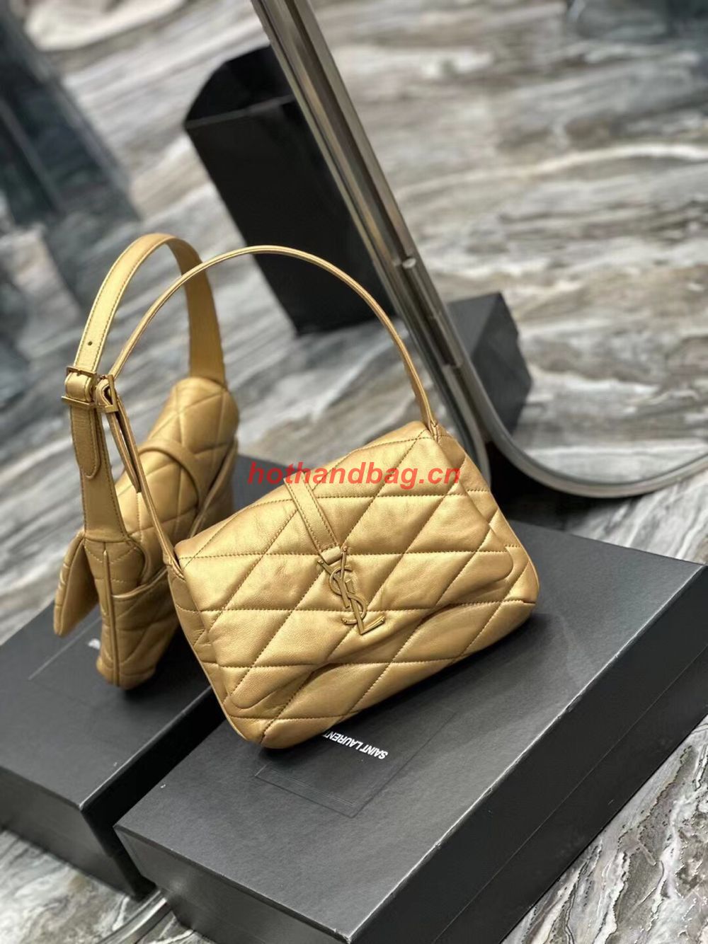 SAINT LAUREN LE 57 HOBO SHOULDER BAG IN QUILTED LAMBSKIN 698567 gold SAINT LAUREN LE 57 HOBO SHOULDER BAG IN QUILTED LAMBSKIN 698567 gold