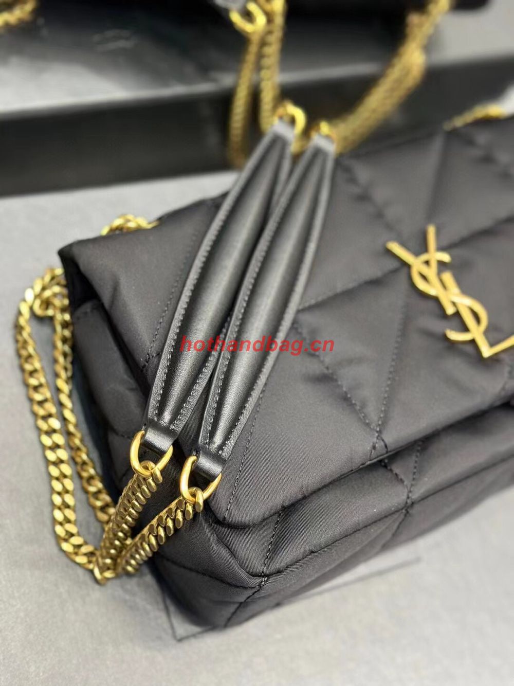 SAINT LAUREN JAMIE MEDIUM CHAIN BAG CARRE RIVE GAUCHE IN Re-Nylon Y758291 BLACK SAINT LAUREN JAMIE MEDIUM CHAIN BAG CARRE RIVE GAUCHE IN Re-Nylon Y758291 BLACK