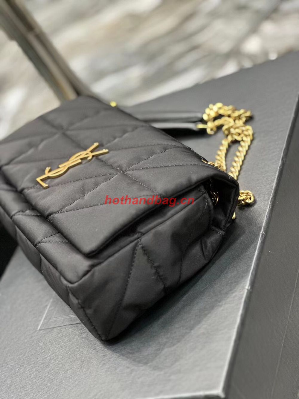 SAINT LAUREN JAMIE MEDIUM CHAIN BAG CARRE RIVE GAUCHE IN Re-Nylon Y758291 BLACK SAINT LAUREN JAMIE MEDIUM CHAIN BAG CARRE RIVE GAUCHE IN Re-Nylon Y758291 BLACK