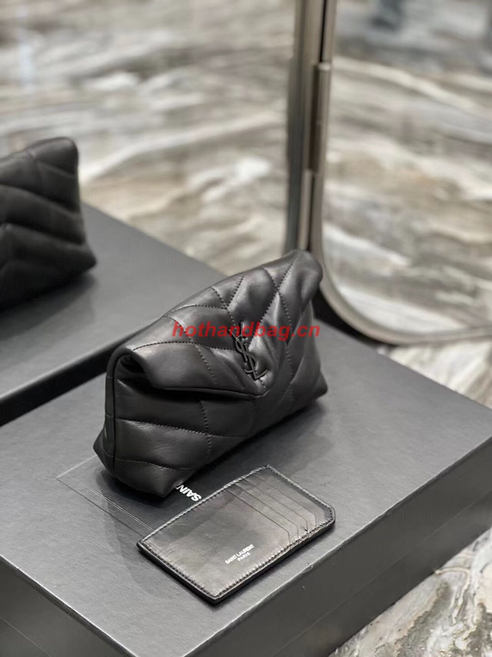 SAINT LAUREN PUFFER SMALL POUCH IN QUILTED LAMBSKIN 6508801 black SAINT LAUREN PUFFER SMALL POUCH IN QUILTED LAMBSKIN 6508801 black