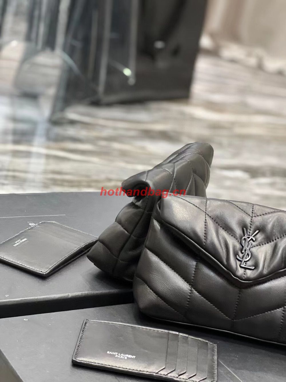 SAINT LAUREN PUFFER SMALL POUCH IN QUILTED LAMBSKIN 6508801 black SAINT LAUREN PUFFER SMALL POUCH IN QUILTED LAMBSKIN 6508801 black