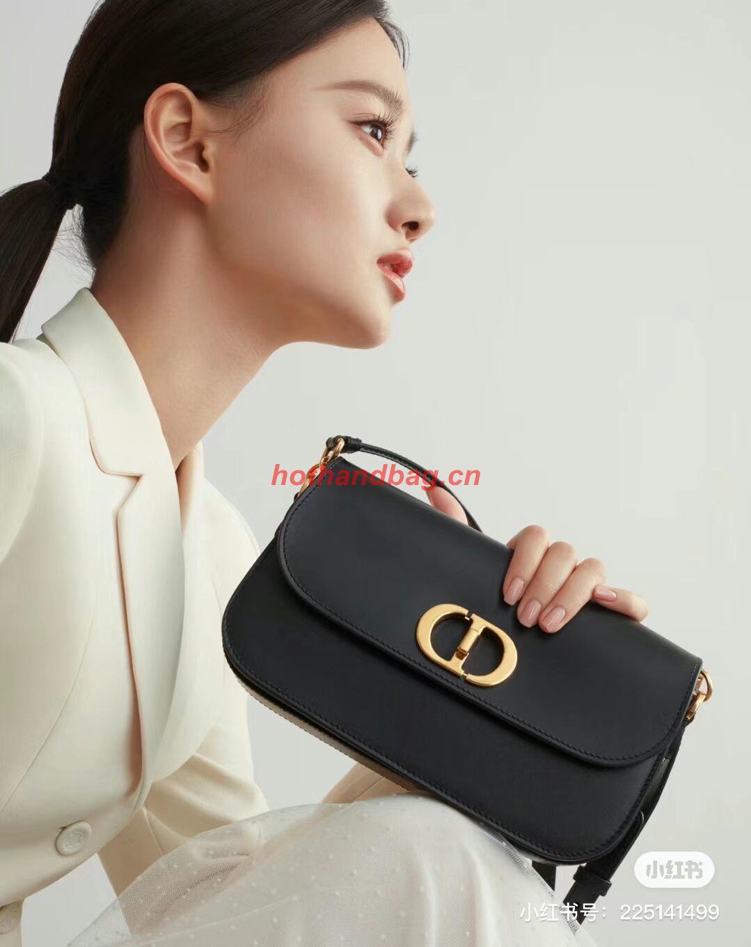 Dior 30 MONTAIGNE AVENUE BAG Dusty Box Calfskin M9260 BLACK Dior 30 MONTAIGNE AVENUE BAG Dusty Box Calfskin M9260 BLACK