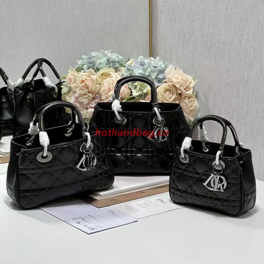 LADY DIOR TOP HANDLE MEDIUM BAG Cannage Lambskin C9226 BLACK&GOLD LADY DIOR TOP HANDLE MEDIUM BAG Cannage Lambskin C9226 BLACK&GOLD