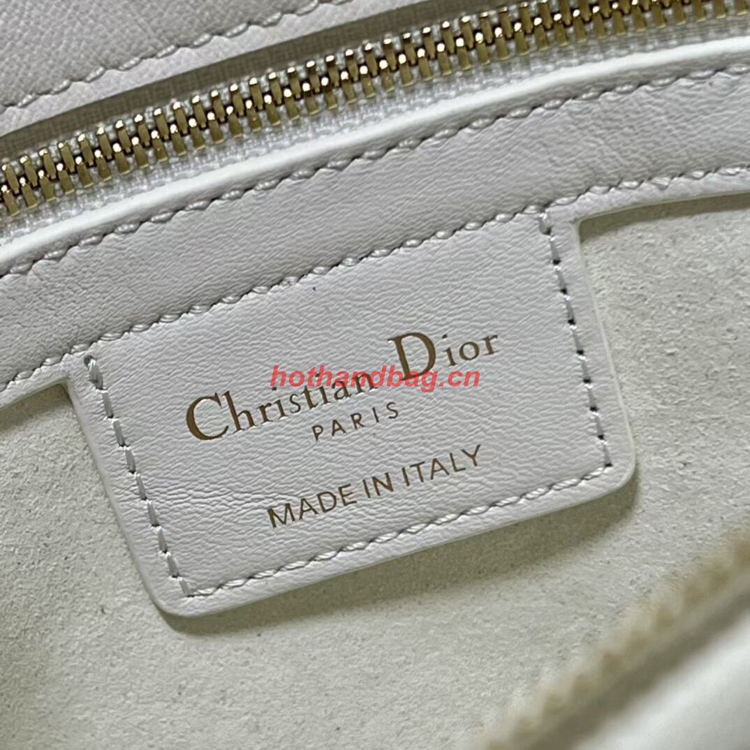 LADY DIOR TOP HANDLE MEDIUM BAG Latte Cannage Lambskin C9226 WHITE&GOLD LADY DIOR TOP HANDLE MEDIUM BAG Latte Cannage Lambskin C9226 WHITE&GOLD