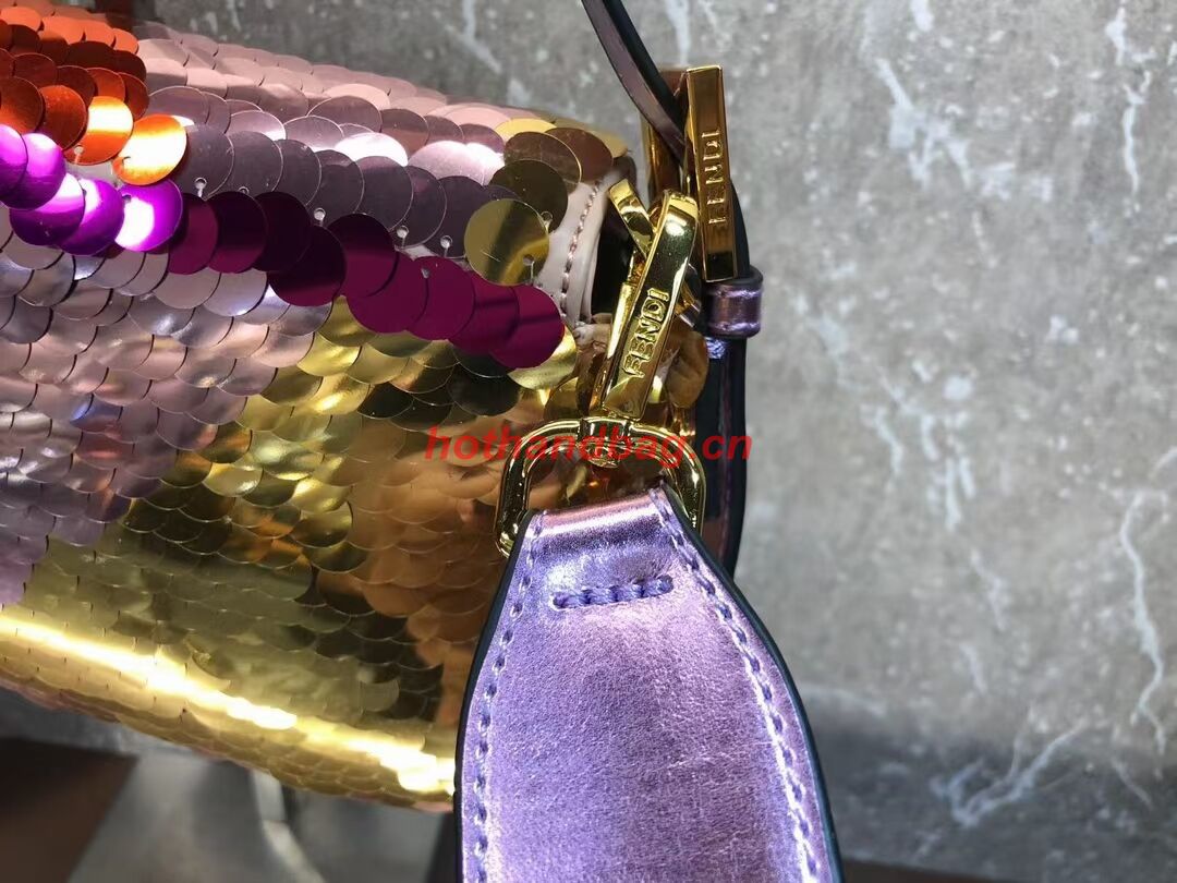 Fendi Baguette sequin and leather bag 8BR600 brown Fendi Baguette sequin and leather bag 8BR600 brown