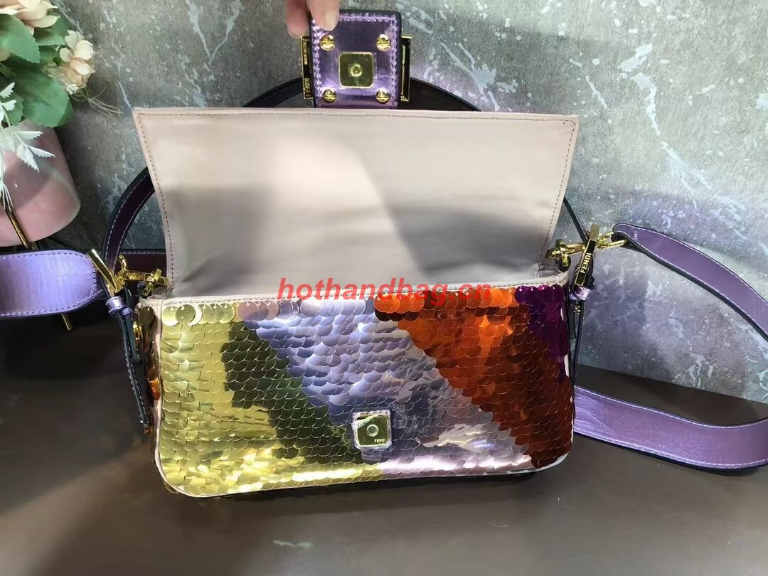 Fendi Baguette sequin and leather bag 8BR600 brown Fendi Baguette sequin and leather bag 8BR600 brown