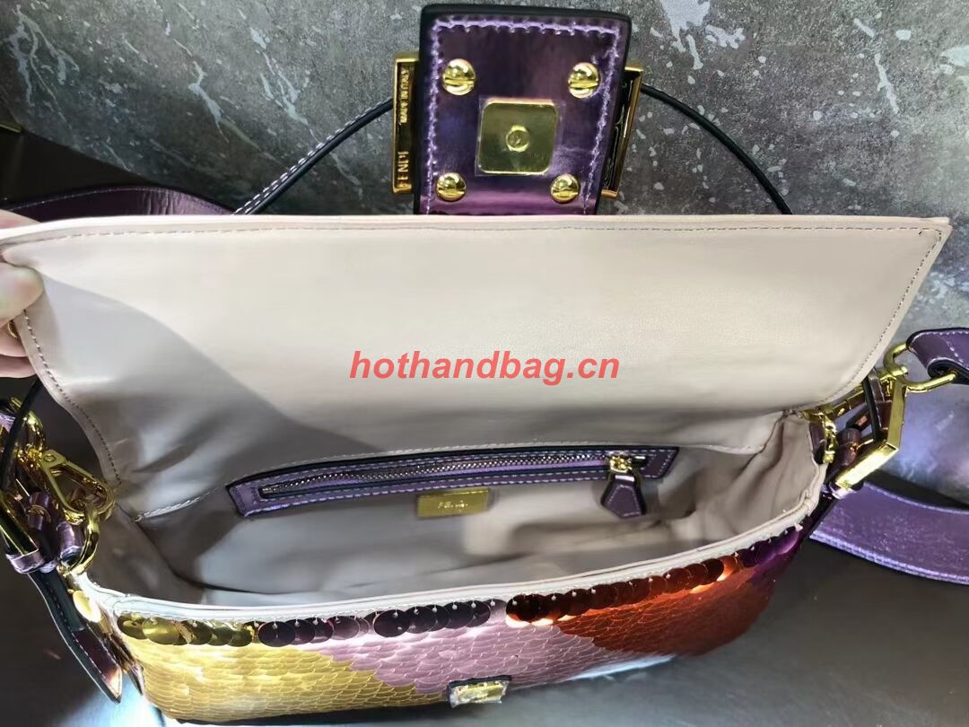 Fendi Baguette sequin and leather bag 8BR600 brown Fendi Baguette sequin and leather bag 8BR600 brown