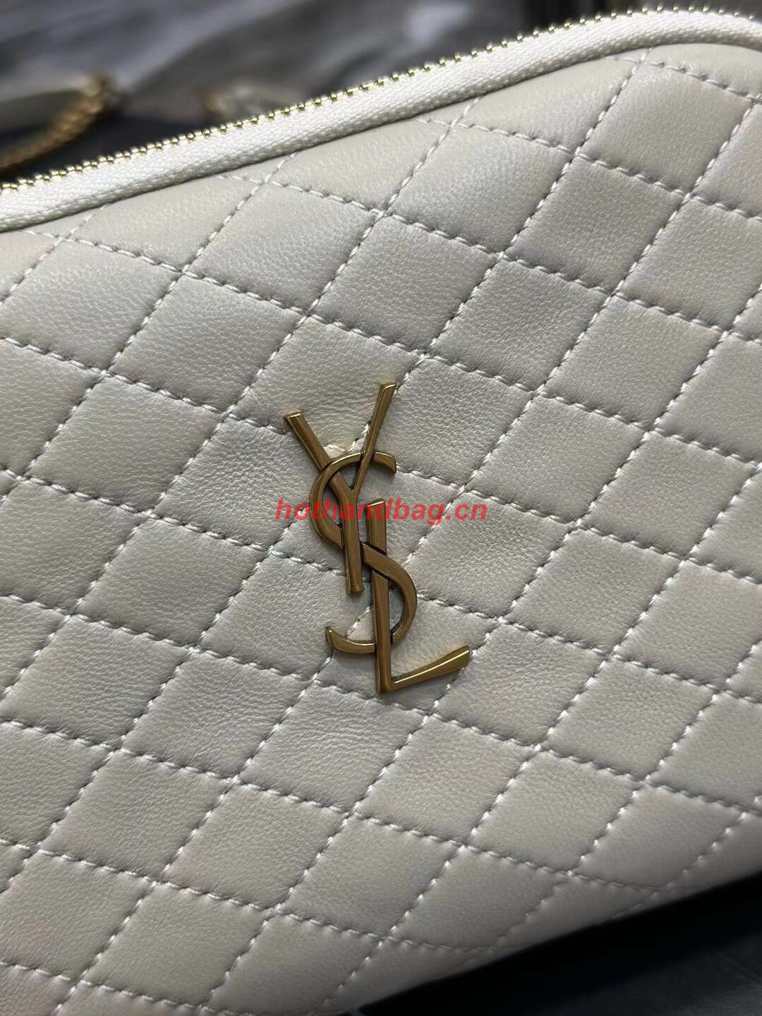 SAINT LAUREN GABY ZIPPED POUCH IN QUILTED LAMBSKIN 7336671 BLANC VINTAGE SAINT LAUREN GABY ZIPPED POUCH IN QUILTED LAMBSKIN 7336671 BLANC VINTAGE