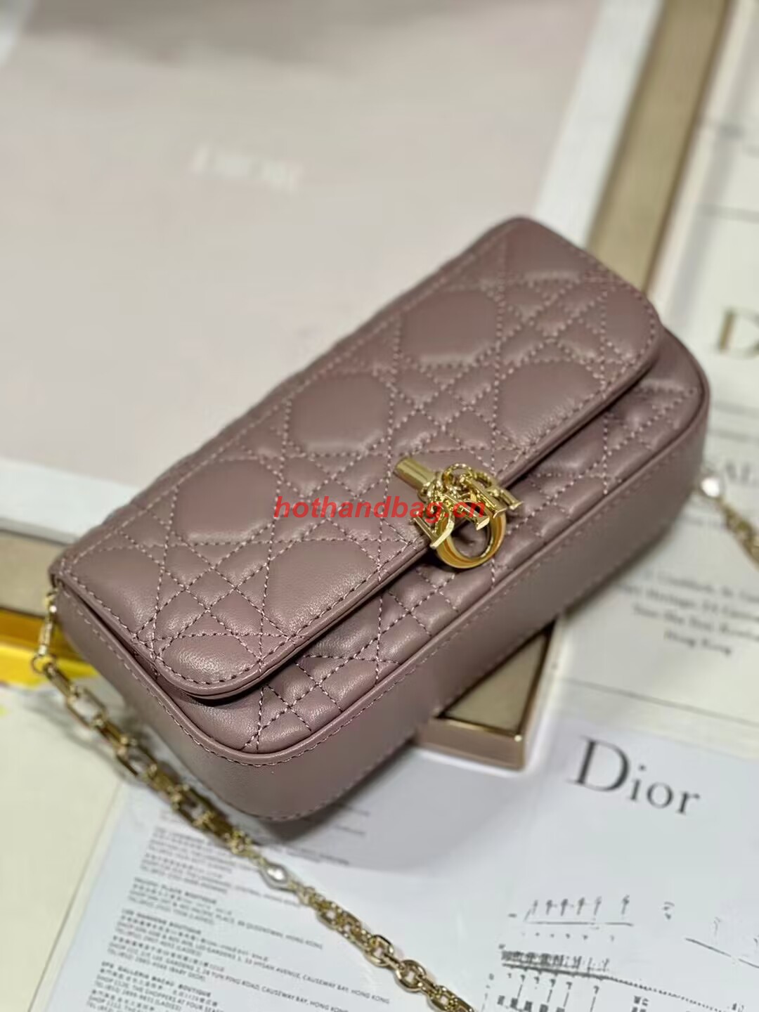 LADY DIOR PHONE POUCH Aesthetic Cannage Lambskin S0977OE pink LADY DIOR PHONE POUCH Aesthetic Cannage Lambskin S0977OE pink