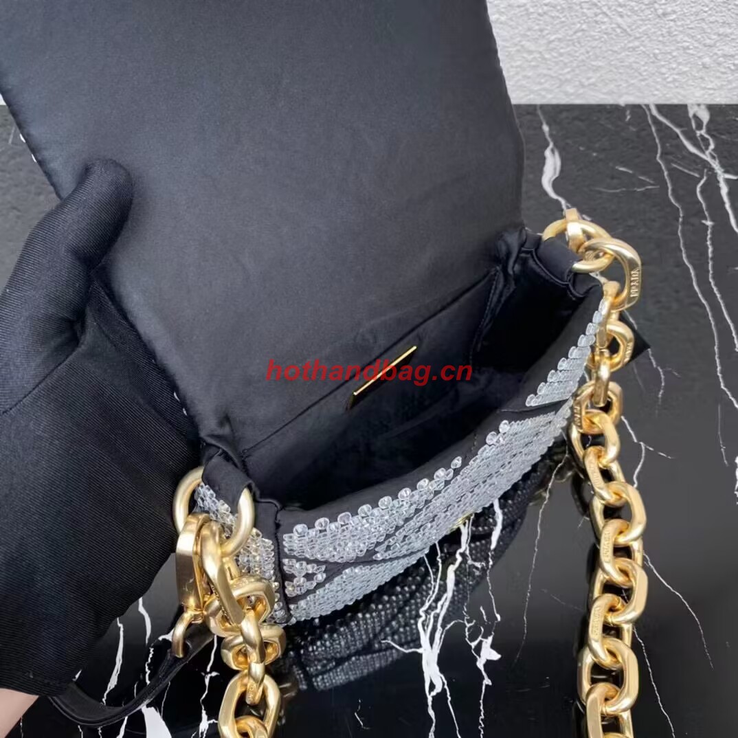 Prada Crystal-studded satin pouch 1HD339 black Prada Crystal-studded satin pouch 1HD339 black