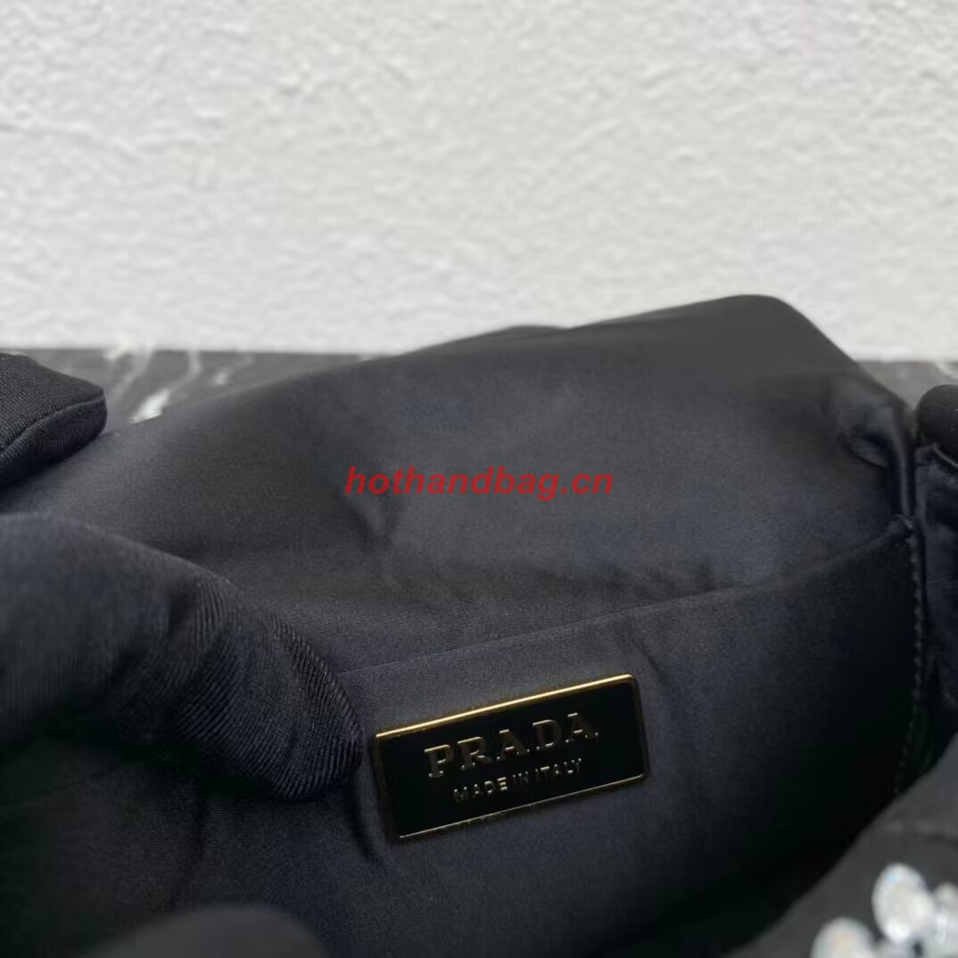 Prada Crystal-studded satin pouch 1HD339 black Prada Crystal-studded satin pouch 1HD339 black