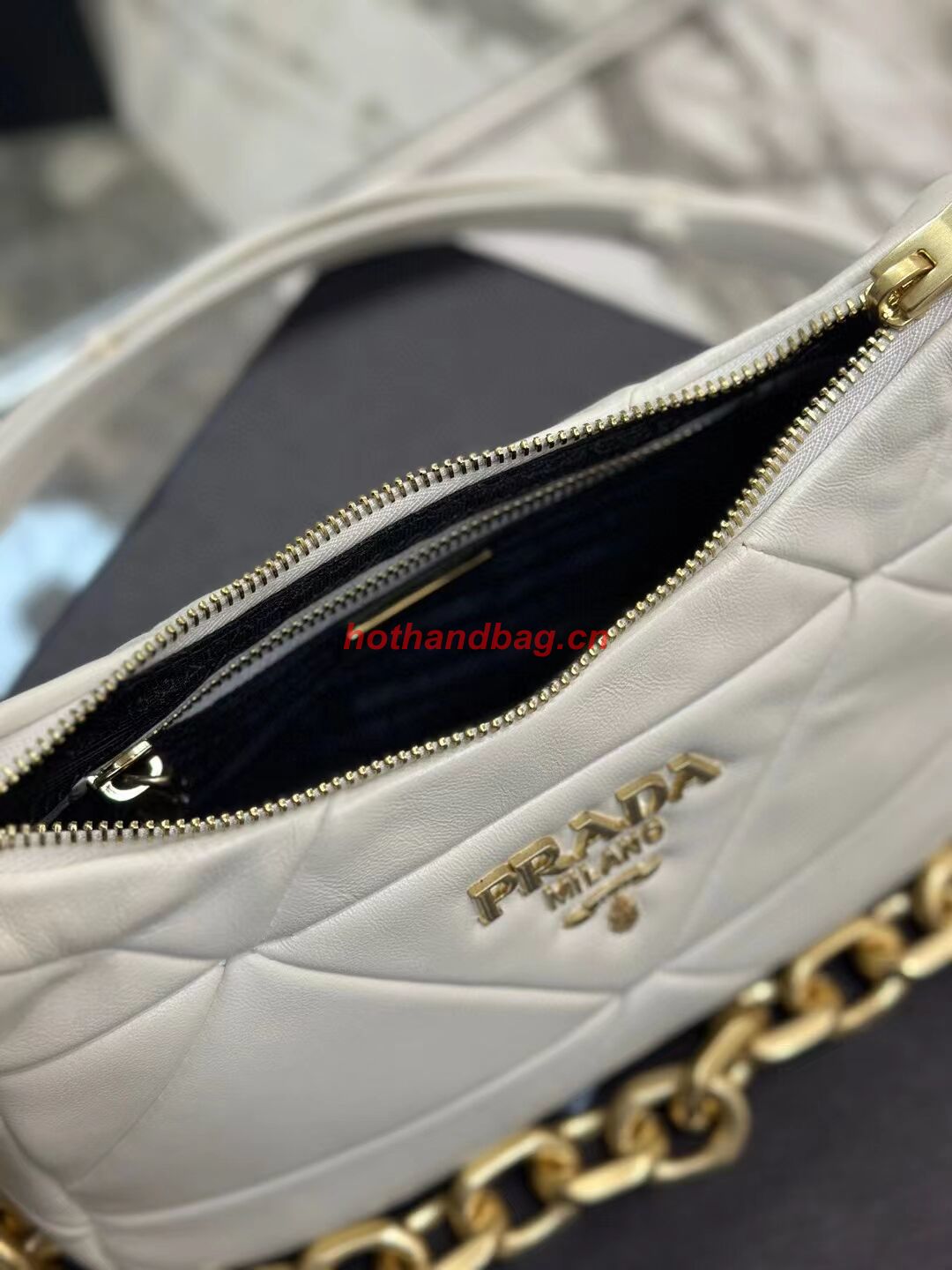 Prada leather shoulder bag 1BH117 white Prada leather shoulder bag 1BH117 white