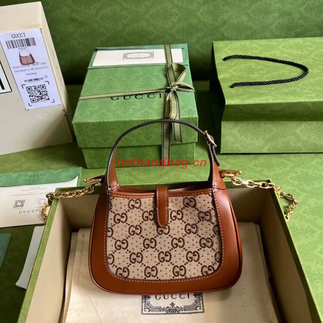 Gucci Jackie 1961 mini crystal GG lizard hobo bag 637091 Brown Gucci Jackie 1961 mini crystal GG lizard hobo bag 637091 Brown