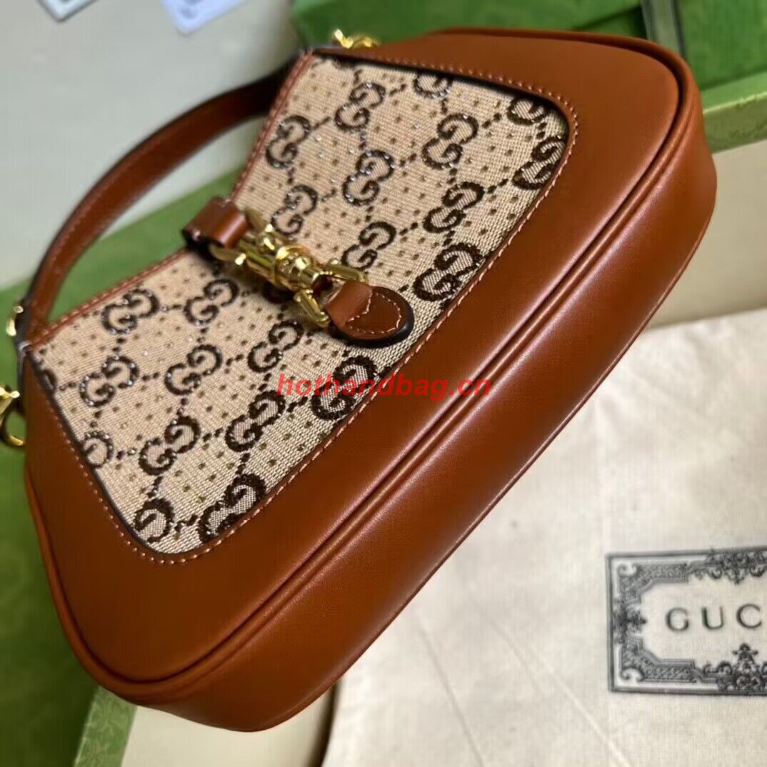 Gucci Jackie 1961 mini crystal GG lizard hobo bag 637091 Brown Gucci Jackie 1961 mini crystal GG lizard hobo bag 637091 Brown