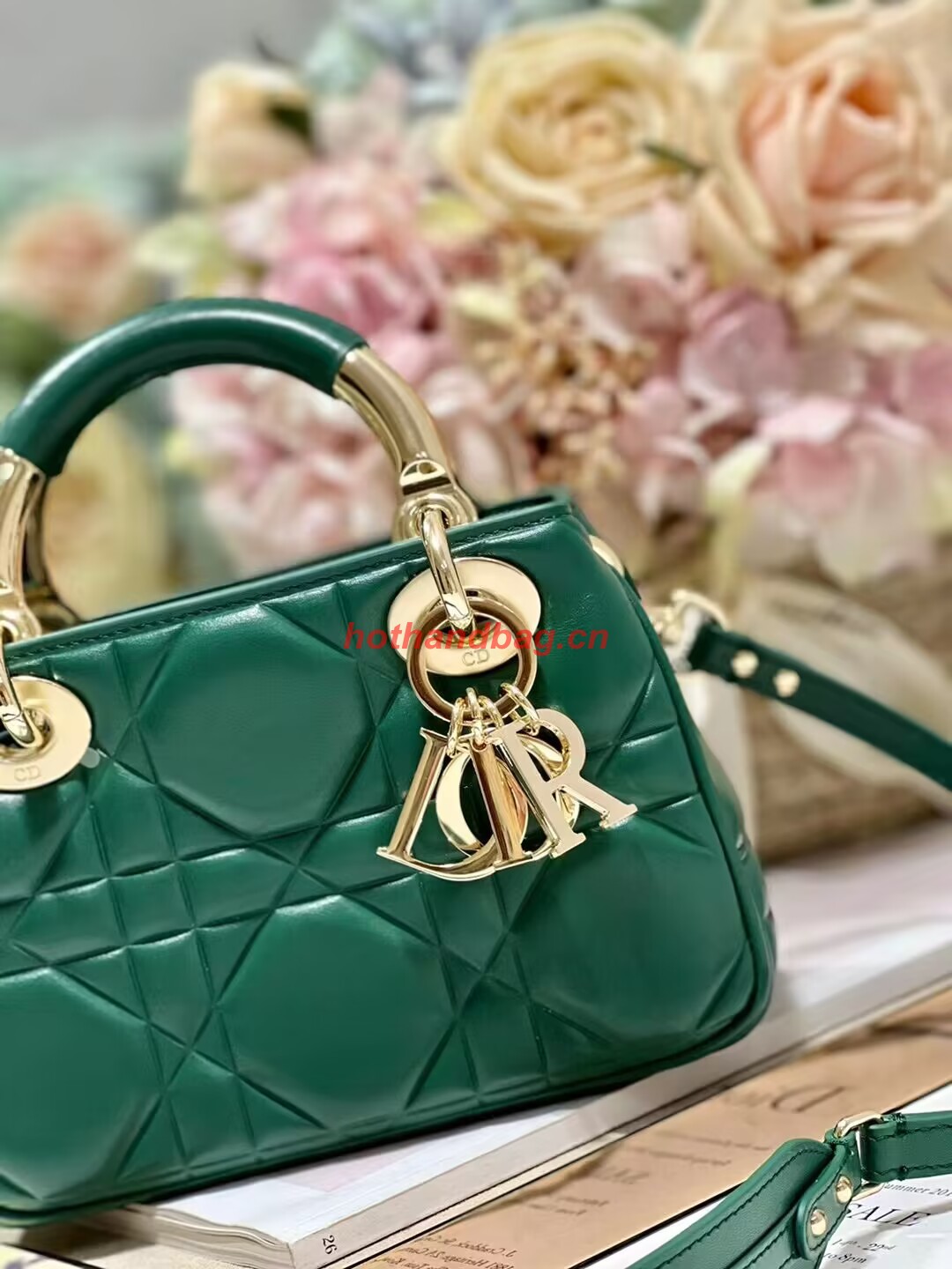 LADY DIOR TOP HANDLE SMALL BAG Cannage Lambskin C0620 green LADY DIOR TOP HANDLE SMALL BAG Cannage Lambskin C0620 green