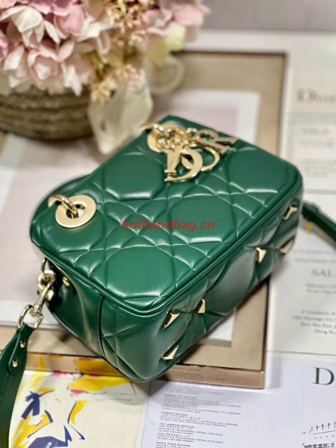 LADY DIOR TOP HANDLE SMALL BAG Cannage Lambskin C0620 green LADY DIOR TOP HANDLE SMALL BAG Cannage Lambskin C0620 green