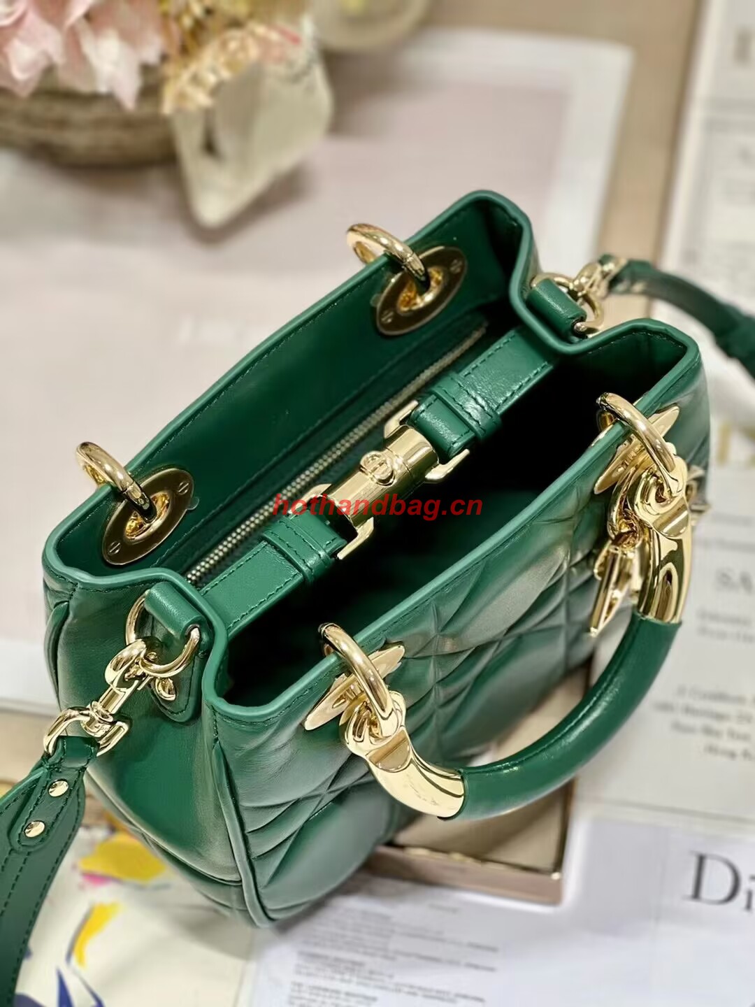 LADY DIOR TOP HANDLE SMALL BAG Cannage Lambskin C0620 green LADY DIOR TOP HANDLE SMALL BAG Cannage Lambskin C0620 green