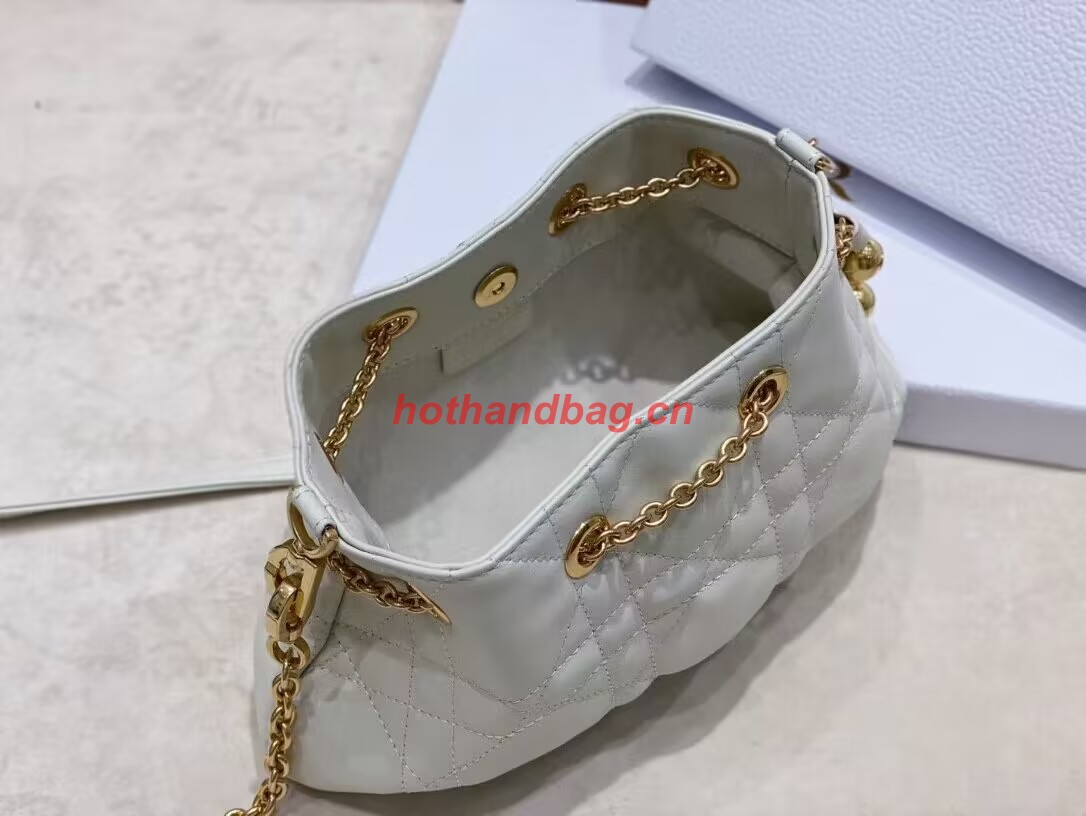 SMALL DIOR AMMI BAG Sand WHITE Supple Macrocannage Lambskin M22567F SMALL DIOR AMMI BAG Sand WHITE Supple Macrocannage Lambskin M22567F