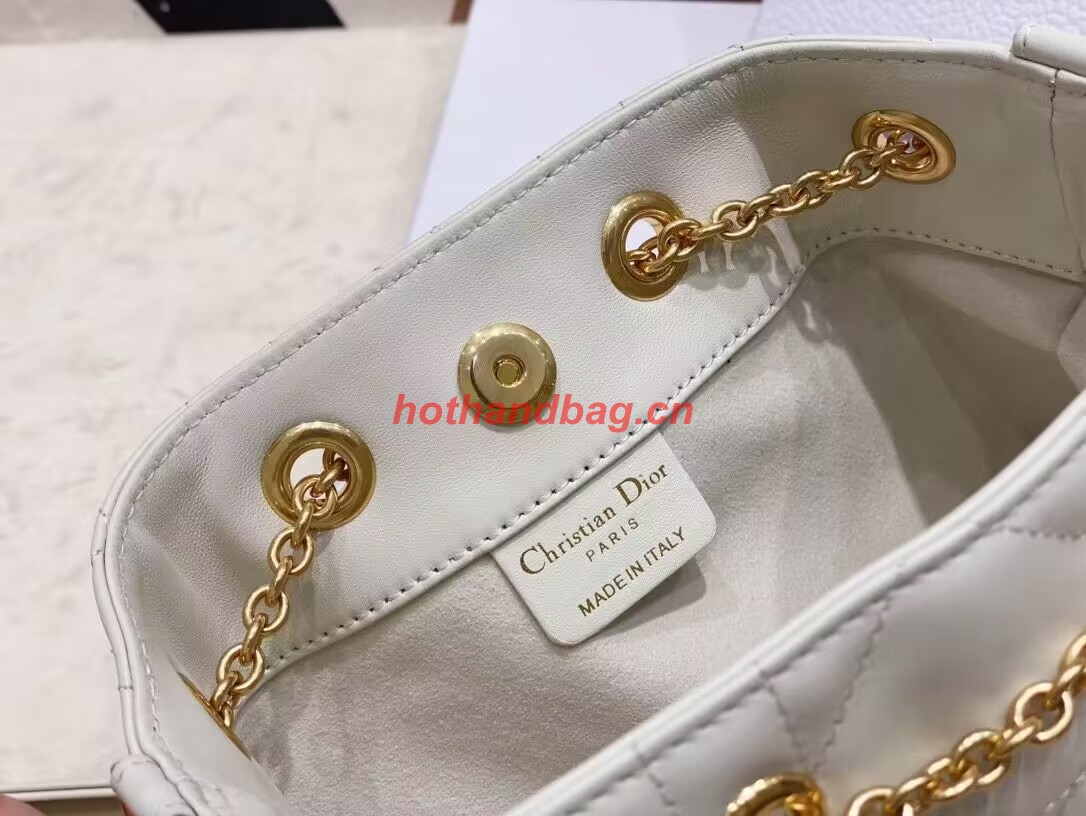 SMALL DIOR AMMI BAG Sand WHITE Supple Macrocannage Lambskin M22567F SMALL DIOR AMMI BAG Sand WHITE Supple Macrocannage Lambskin M22567F