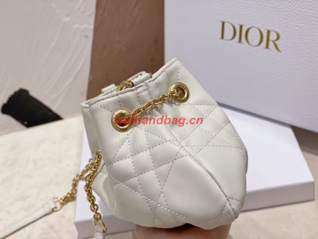 SMALL DIOR AMMI BAG Sand WHITE Supple Macrocannage Lambskin M22567F SMALL DIOR AMMI BAG Sand WHITE Supple Macrocannage Lambskin M22567F